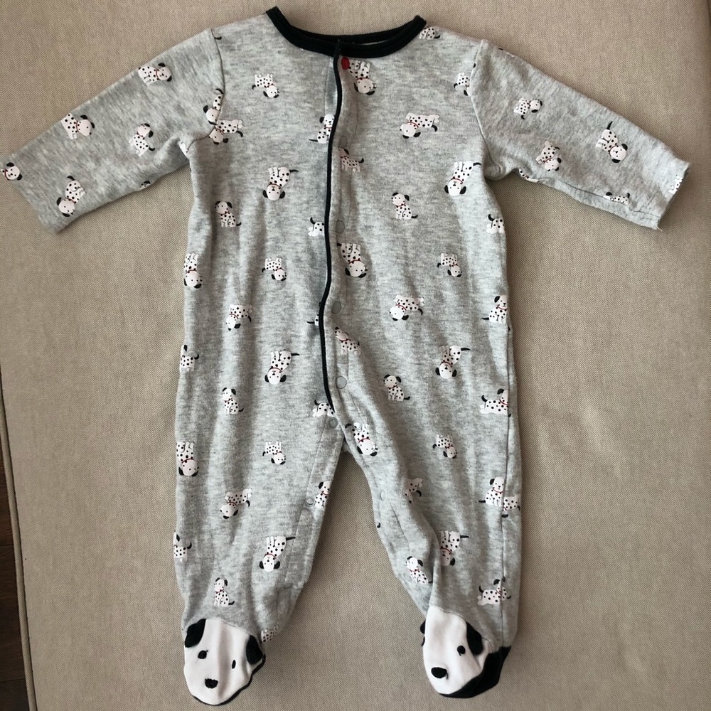 Infant footsie gray with Dalmatians